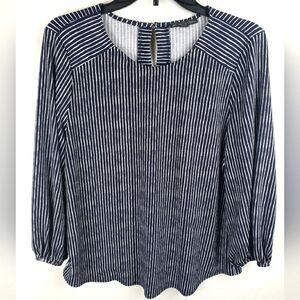 Adrianna Papell Striped Navy and White Women's Shirt Sz M